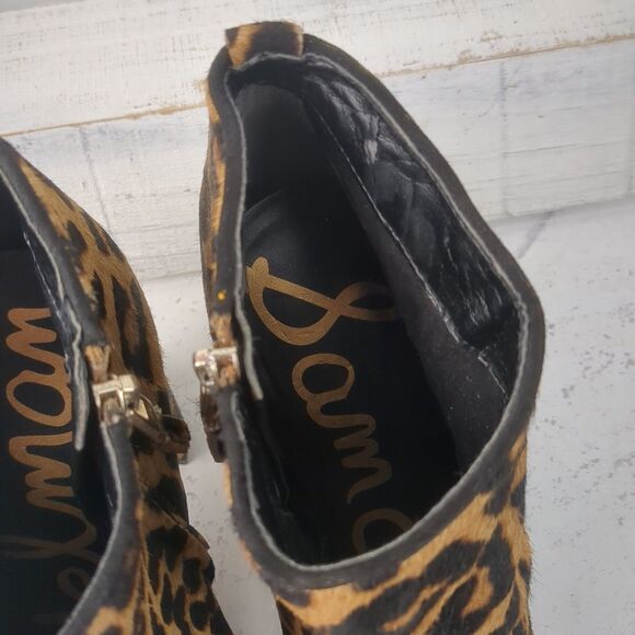 Sam Edelman Cambell Cheetah Leopard Print Calf Fur Ankle Boots US 8.5M EUC - Picture 7 of 13